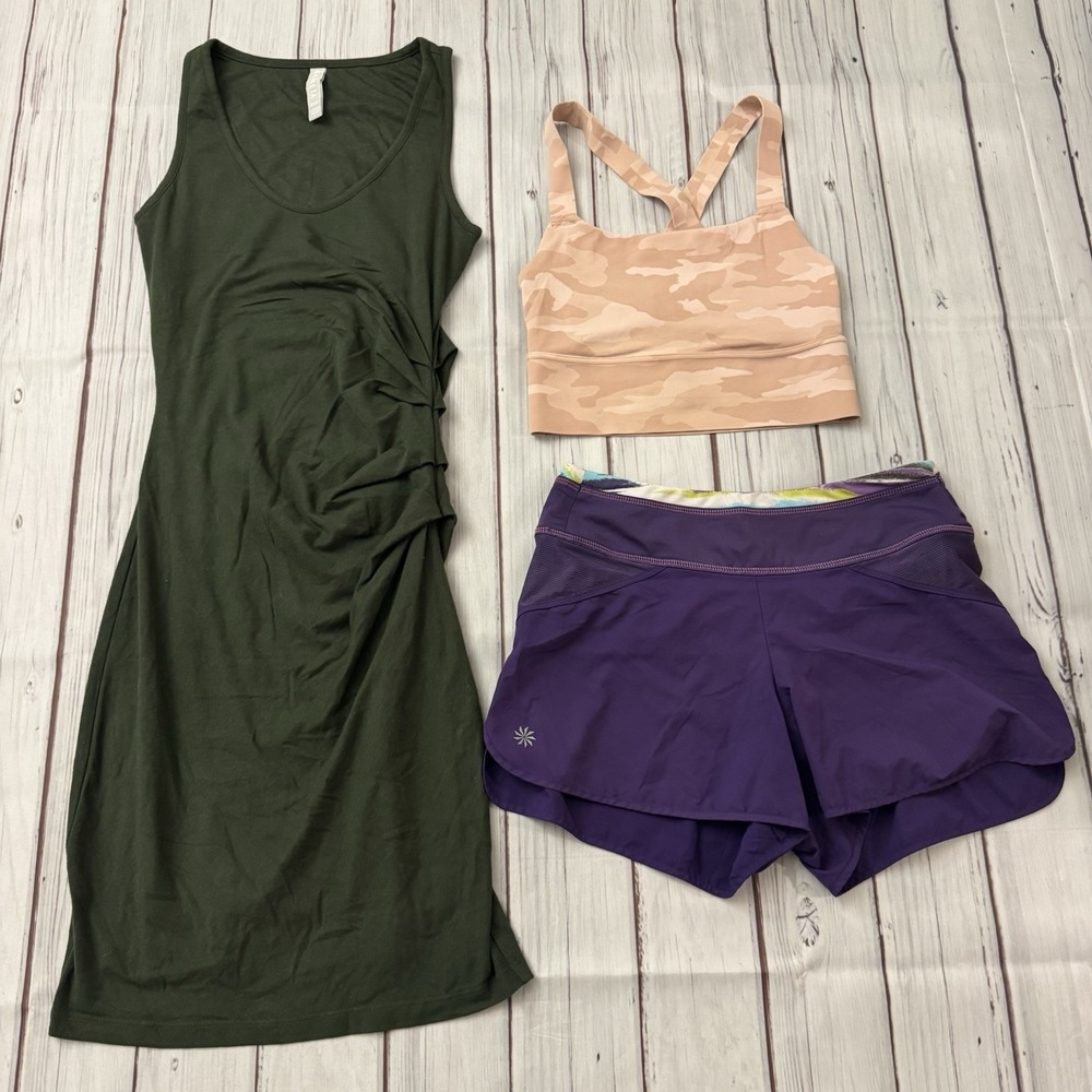 Athleta XXS Activewear Lot Dress Sports Bra Running Shorts Purple Camo